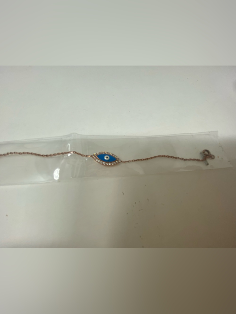 Evil Eye Rose Gold Vermeil Bracelet with Blue Enamel
